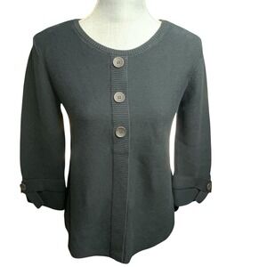 Habitat Sweater Top Womens Small Black Knit Buttons Long Sleeve Casual Career